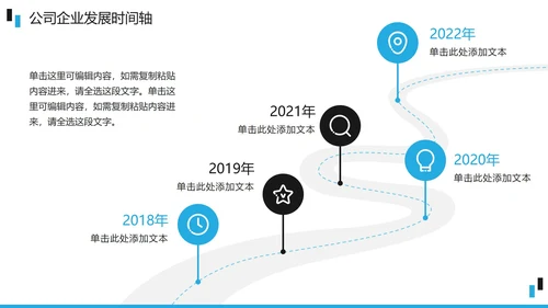 蓝黑商务公司企业发展时间轴PPT模板