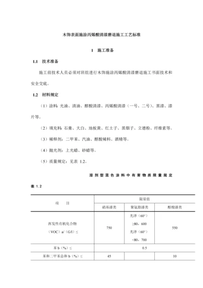 木饰表面施涂丙烯酸清漆磨退施工工艺标准.docx