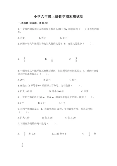 小学六年级上册数学期末测试卷（预热题）word版.docx
