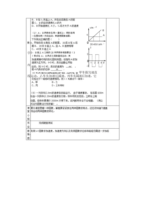 2022高中物理1.6用图像描述直线运动教案3粤教版必修1