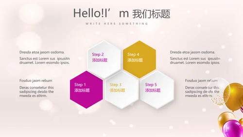 粉色气球员工生日会快乐电子相册动态PPT模板