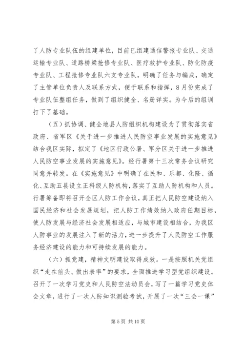 地区人防办公室年度工作情况汇报材料.docx