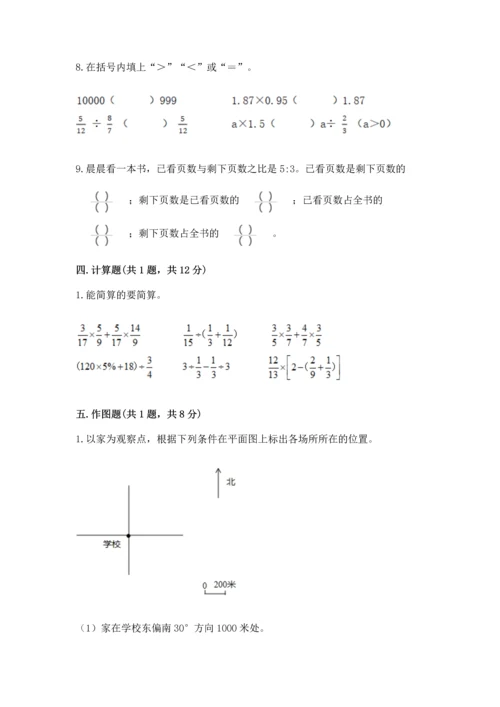 人教版六年级上册数学期末测试卷（b卷）word版.docx