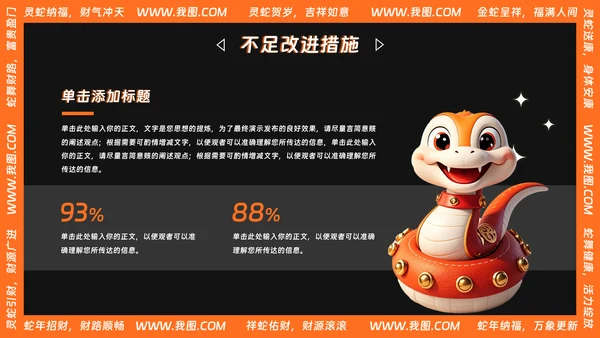 可爱卡通风蛇年年终总结汇报PPT