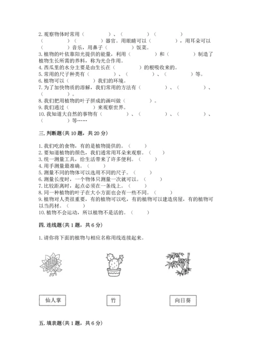 教科版一年级上册科学期末测试卷【综合题】.docx