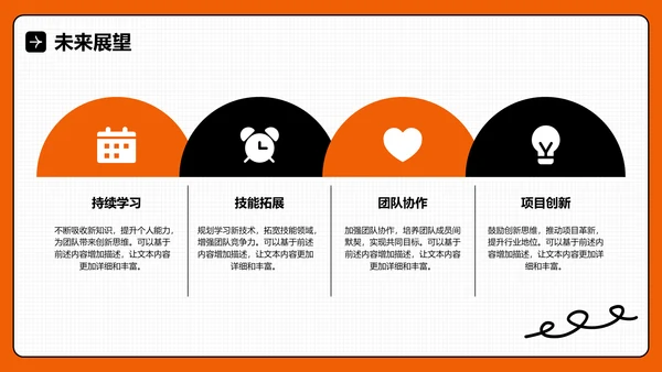 橙色插画风通用行业竞聘述职汇报PPT模板
