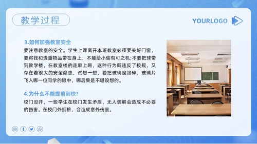蓝色简约安全教育教学设计PPT模板宣传PPT动态PPT
