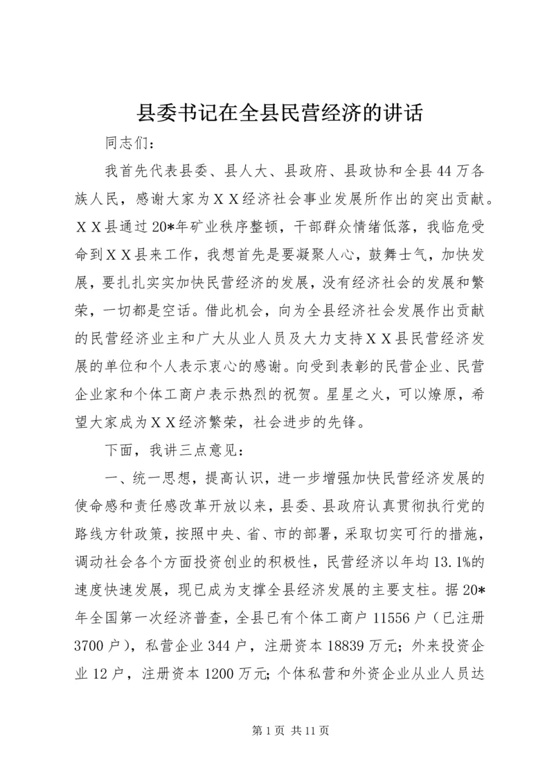 县委书记在全县民营经济的讲话.docx