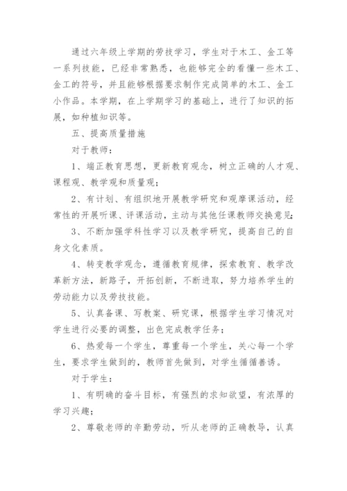 六年级上册劳动课教学计划.docx