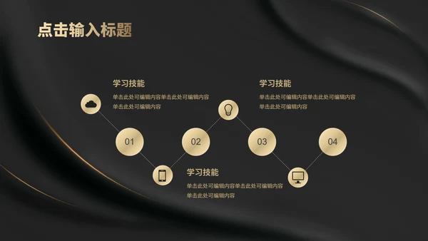 黑色纹理风布艺质感职场总结汇报PPT模板