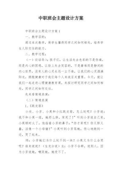 中职班会主题设计方案.docx