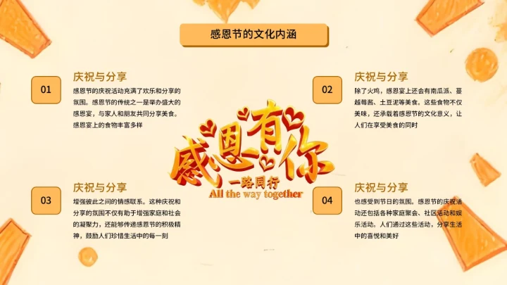 橙色古风感恩节教育文化宣传通用PPT模板
