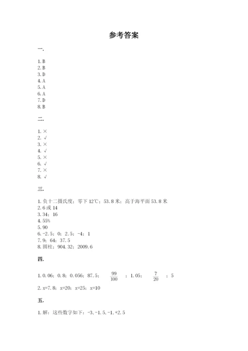 河南省平顶山市六年级下册数学期末测试卷学生专用.docx