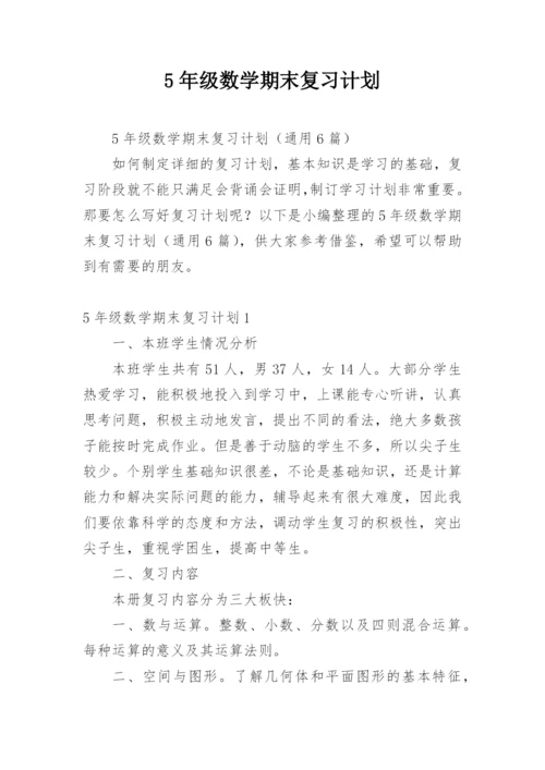 5年级数学期末复习计划.docx