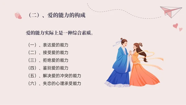 红色插画简约大学生恋爱与性心理健康PPT课件