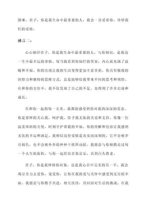 喜欢贵子的感言