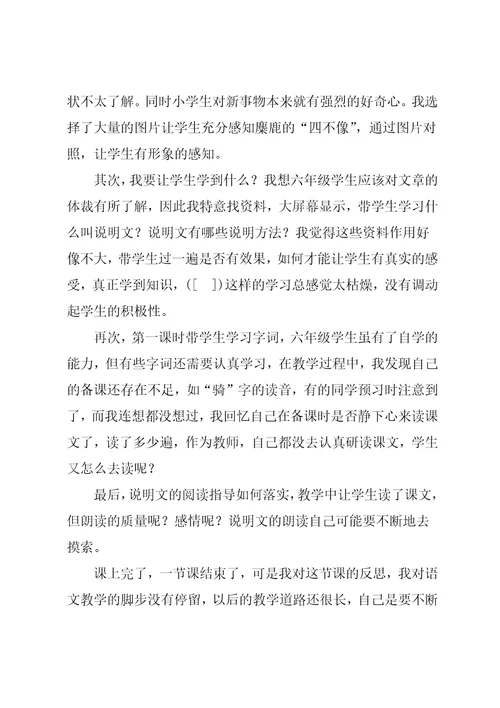 麋鹿教学反思