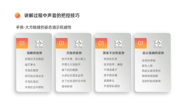 红橙色微立体讲解员培训PPT模板行业培训