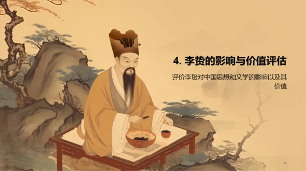 黄色中式国风李贽人物介绍PPT模板