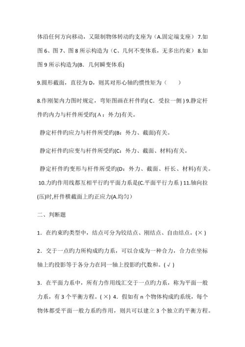 2023年建筑力学电大汇总.docx