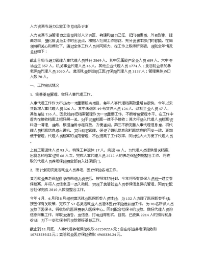 人力资源市场办公室工作总结及计划