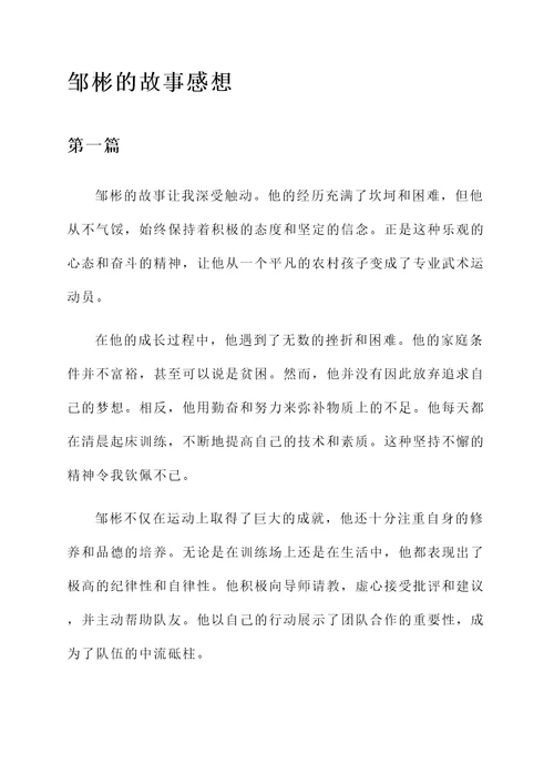 邹彬的故事感想