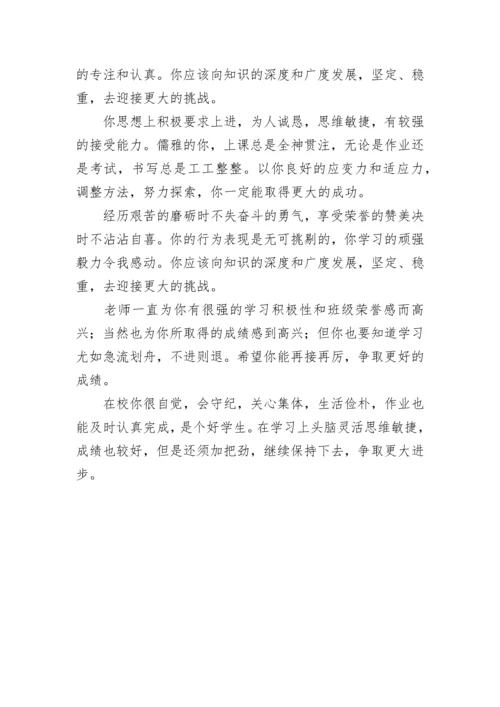 初中毕业班主任评语大全.docx