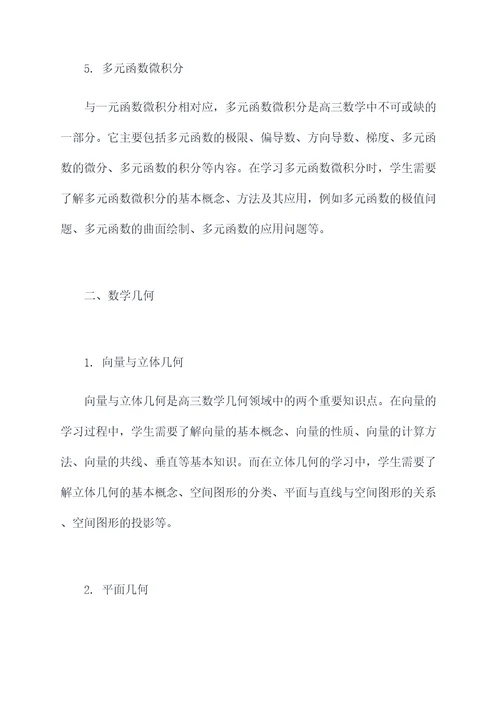 高三数学都有什么知识点