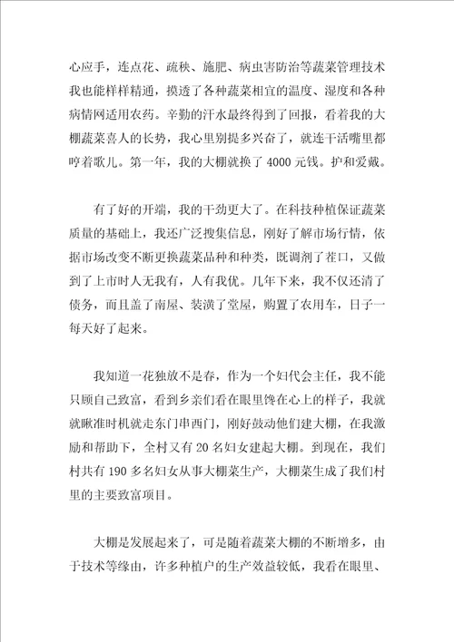 农村三八红旗手事迹材料