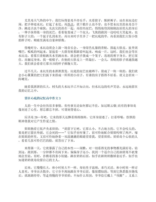 留在心底的记忆高中作文5篇