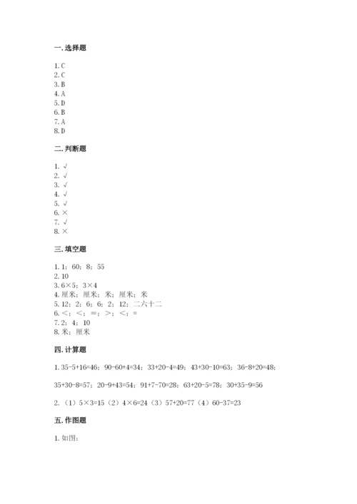 小学数学试卷二年级上册期中测试卷附答案（研优卷）.docx