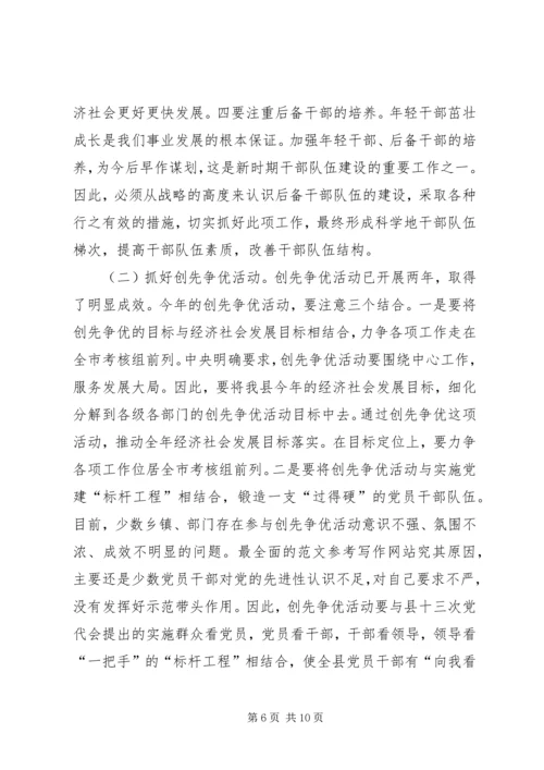 县委书记在全县组织工作调研座谈会上的讲话材料精选.docx