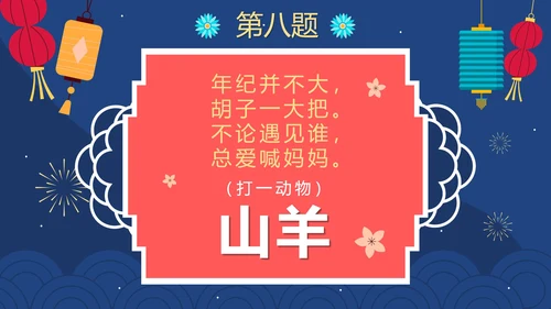 蓝色卡通国风元宵节猜灯谜活动PPT模板