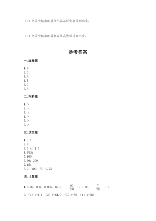 银川市金凤区六年级下册数学期末测试卷精品.docx