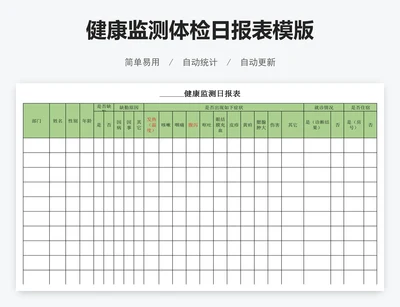 健康监测体检日报表模版