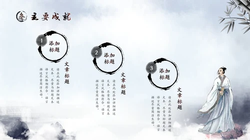水彩水墨中国风山水历史人物介绍PPT