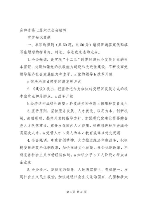 党的十八届五中全会和省委十届七次全会宣传标语.docx