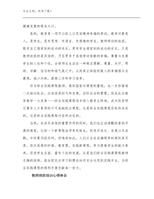 教师岗前培训心得体会优选例文9篇.docx