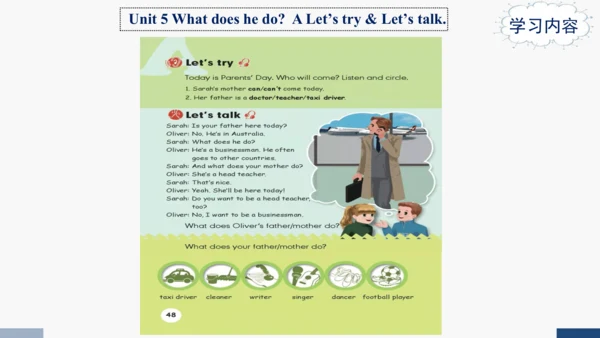 Unit 5 What does he do?  A Let’s try & Let’s talk 