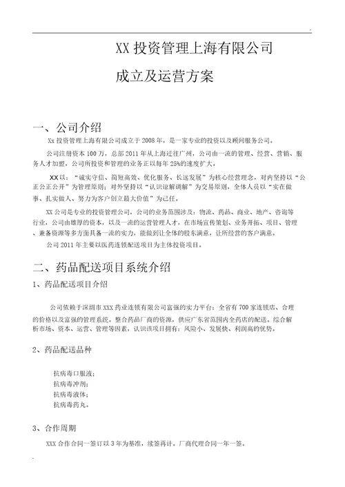 新公司成立运营方案