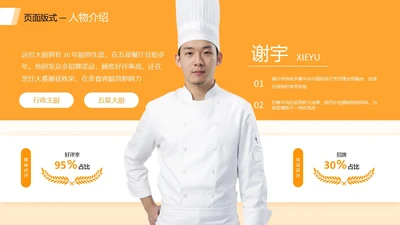 橙色商务风厨师人物介绍页