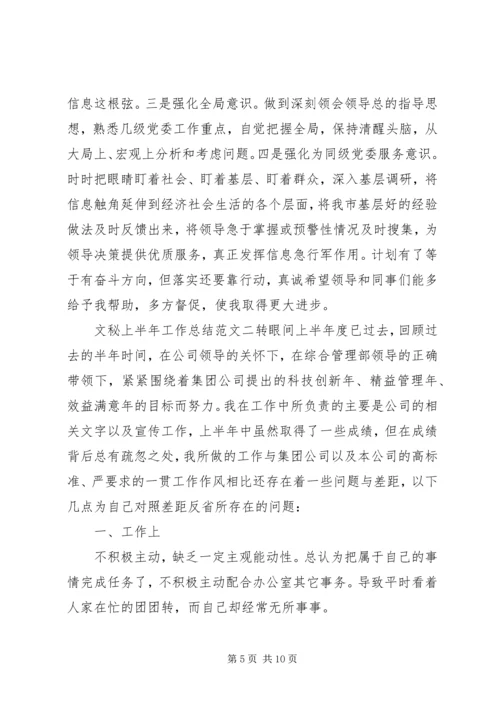 文秘上半年工作总结和下半年计划.docx