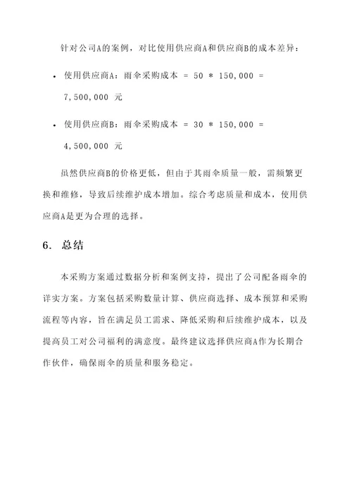 公司配备雨伞采购方案