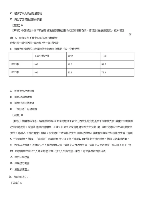 2017-2018学年福建省莆田市莆田擢英中学高三文综一模历史试题（解析版）