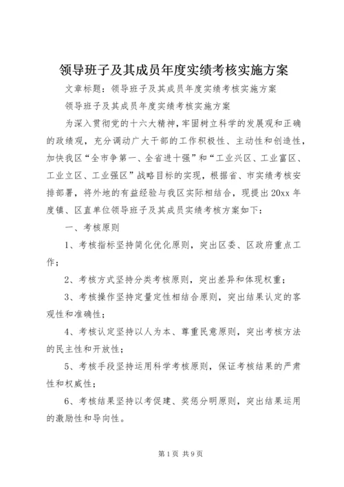 领导班子及其成员年度实绩考核实施方案.docx