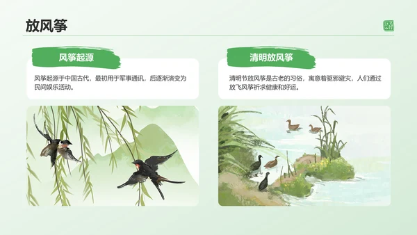 绿色水墨风清明节的文化传承与习俗解析PPT模板