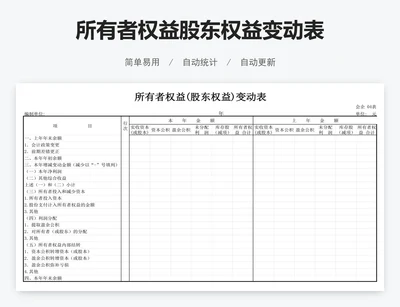 所有者权益股东权益变动表