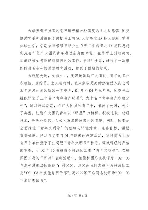 企业共青团委第二届委员会工作报告.docx