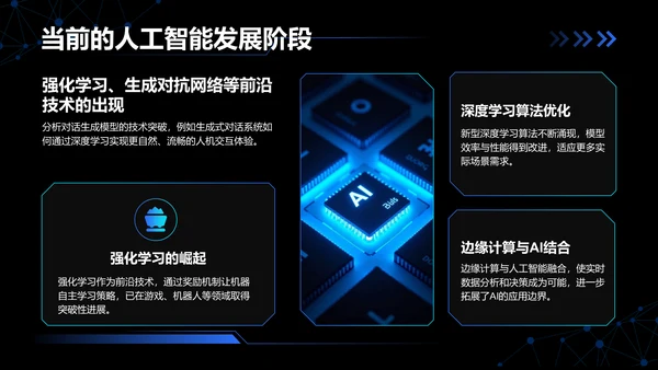 蓝色科技风人工智能的未来发展与应用趋势PPT模板