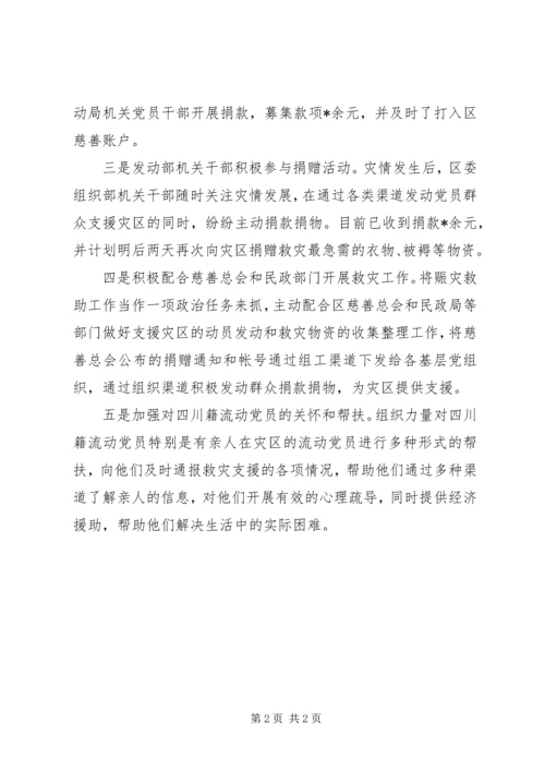 区委组织部迅速启动各项抗震救灾支援工作.docx